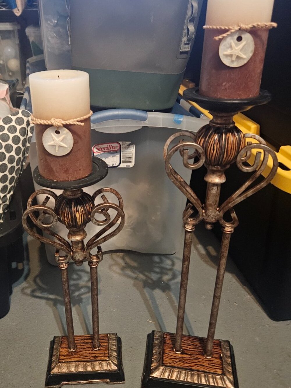 set of 2 candle sick holders with candles home decor